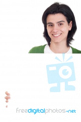 Woman With A Banner Stock Photo