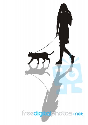 Woman With A Cat On A Leash Stock Image