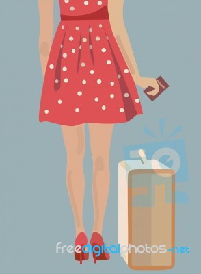 Woman With A Suitcase Stock Image