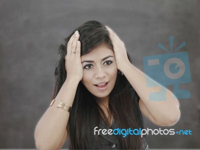 Woman With Astonished Expression Stock Photo