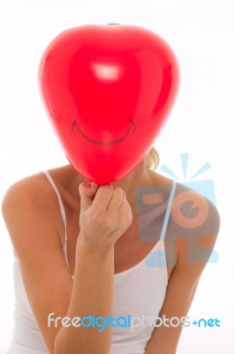 Woman With Balloon Stock Photo