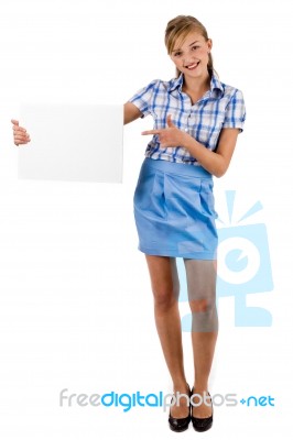 Woman With Blank Board Stock Photo