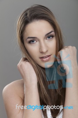 Woman With Blue Eyes Stock Photo