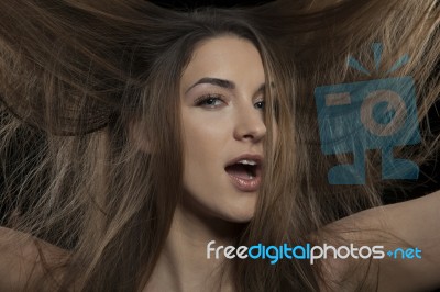 Woman With Blue Eyes Stock Photo