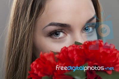 Woman With Blue Eyes Stock Photo