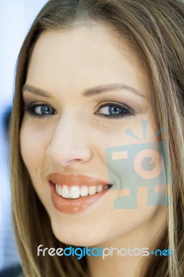 Woman With Blue Eyes Stock Photo