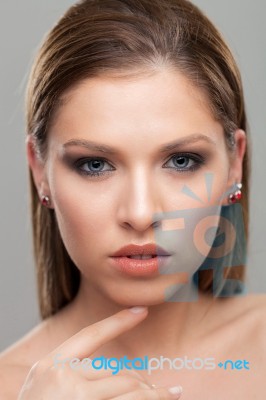 Woman With Blue Eyes Stock Photo