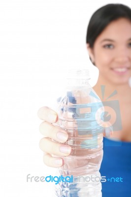 Woman With Bottle Stock Photo