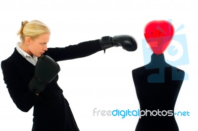 Woman With Boxing Gloves Stock Photo