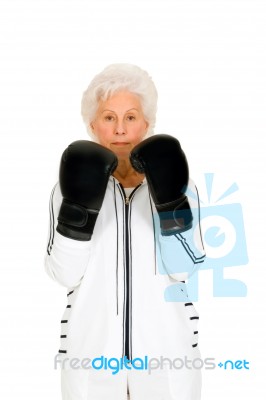 Woman With Boxing Gloves Stock Photo