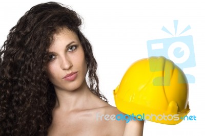 Woman With Curly Hair Stock Photo