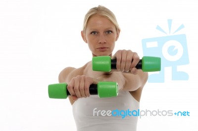 Woman With Dumbbells Stock Photo