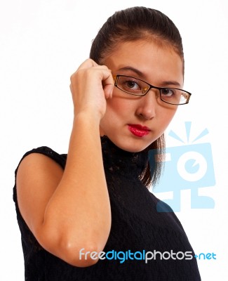 Woman With Eyeglasses Stock Photo