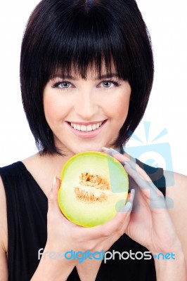 Woman With Fruit Stock Photo