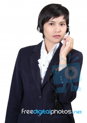 Woman With Headphones Stock Photo