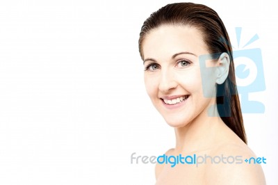 Woman With Healthy Clear Skin On A Face Stock Photo