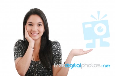 Woman With Her Hand Open Stock Photo