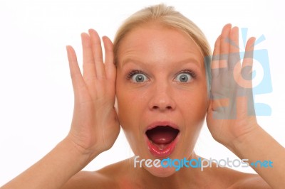 Woman With Open Mouth Stock Photo