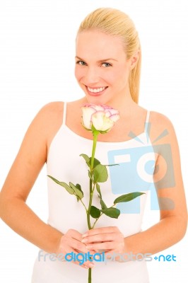 Woman With Roses Stock Photo