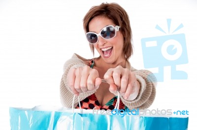 Woman With Shopping Bag Stock Photo