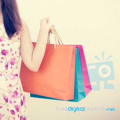 Woman With Shopping Bags Stock Photo