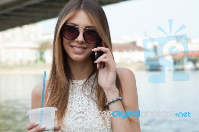 Woman With Smart Phone Stock Photo