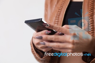 Woman With Smart Phone Stock Photo