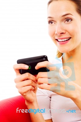 Woman With Smartphone Stock Photo