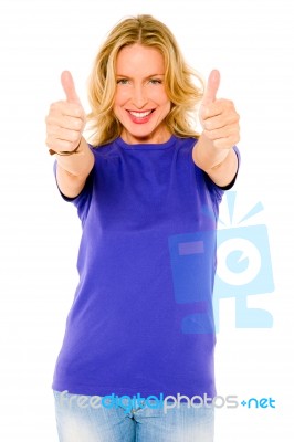 Woman With Thumbs Up Stock Photo