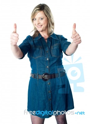 Woman With Thumbs Up Stock Photo