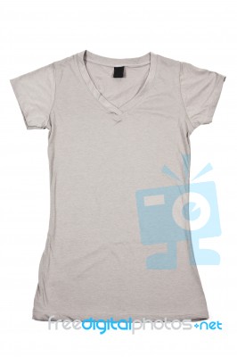 Women Gray T Shirt Stock Photo