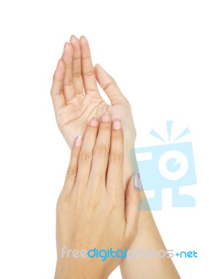 Women Hands With Nail Manicure Stock Photo