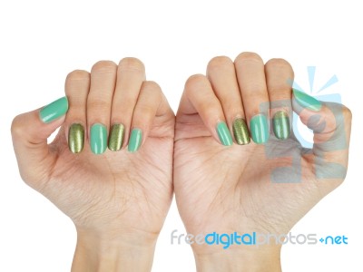 Women Hands With Nail Manicure Stock Photo