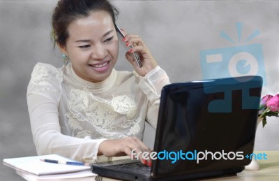 Women In Happy Work Job Stock Photo