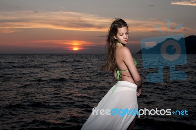 Women Near Sea Stock Photo