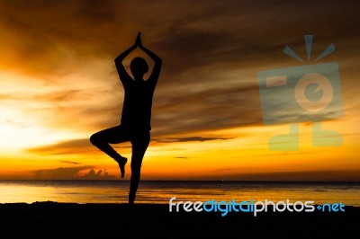 Women Playing Yoga Stock Photo