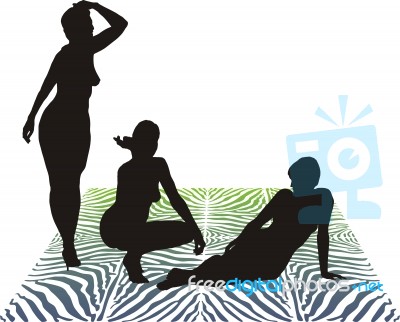 Women Relaxing On Ribbed Mat Stock Image