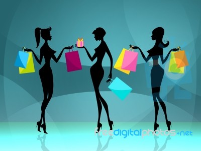 Women Shopper Means Retail Sales And Adult Stock Image