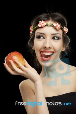 Women With Roses Stock Photo