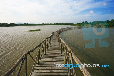 Wood Bridge Stock Photo