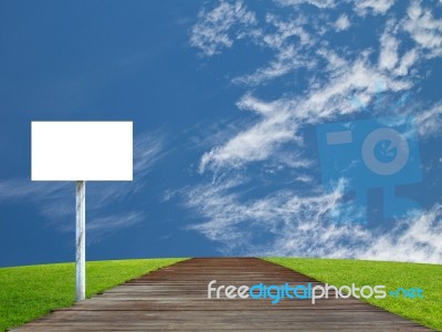 Wood Bridge And Sky Stock Image