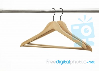 Wood Coat Hangers Stock Photo