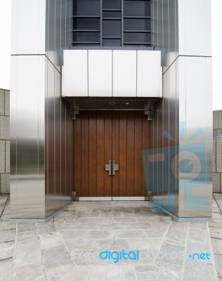 Wood Door Of Modern Building Stock Photo