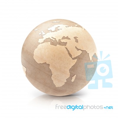 Wood Globe 3d Illustration Europe And Africa Map Stock Photo