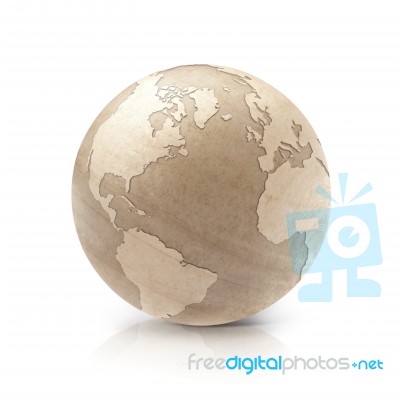 Wood Globe 3d Illustration North And South America Map Stock Photo