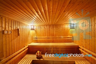 Wood Sauna Room Stock Photo