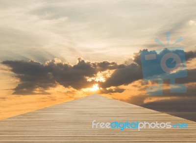 Wood Walk Way To Sky Stock Photo