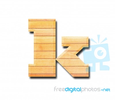 Wooden Alphabet Letter With Drop Shadow On White Background, K Stock Photo