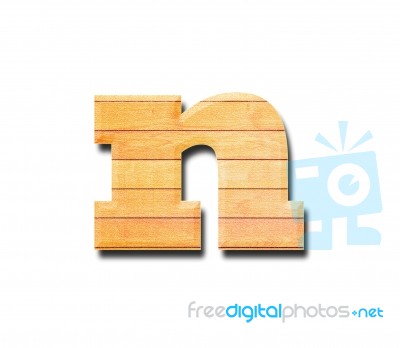 Wooden Alphabet Letter With Drop Shadow On White Background, N Stock Photo