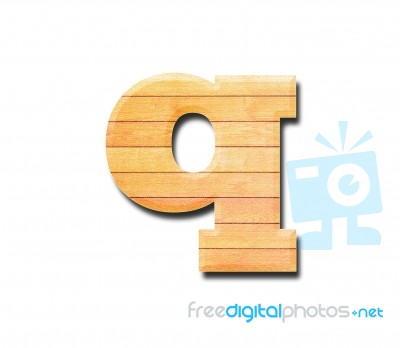 Wooden Alphabet Letter With Drop Shadow On White Background, Q Stock Photo